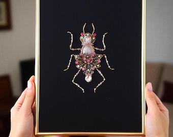 Spider wall art Oddities curiosities Framed desk decoration Whimsical insect shadow box Quirky home decor Repurposed jewelry A4 wall hanging