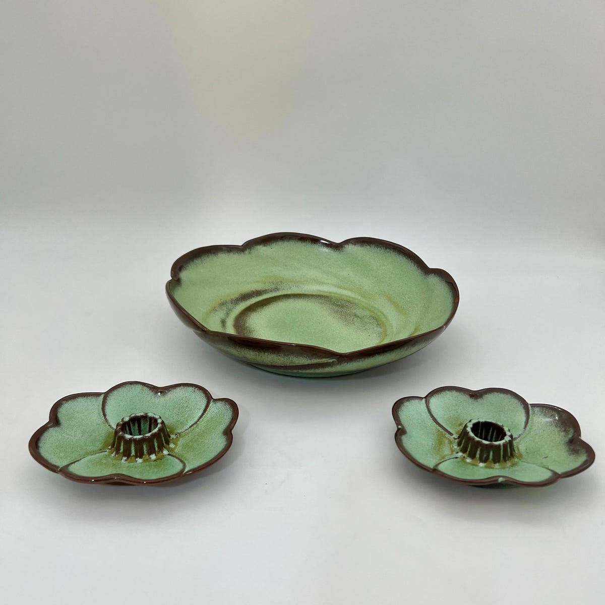 Vintage Farmhouse Scalloped Frankoma Pottery Centerpiece Set - Etsy