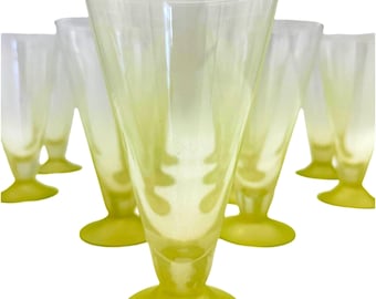 Set of 11 Vintage Blendo Frosted Lime Green Parfait Glasses – Mid-Century Ombré Style