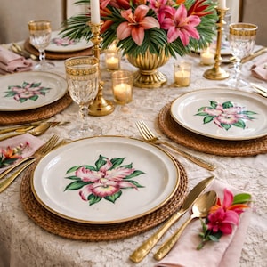 Vintage Paden City Pottery Dinner Plate • Modern Orchid, 22K Gold Rim (9.5 inch, Price Per Plate