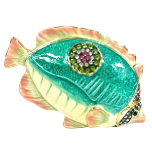 Vintage Crystal Fish Trinket Box