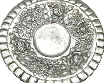 vintage 1950s hand-embossed pewter tray