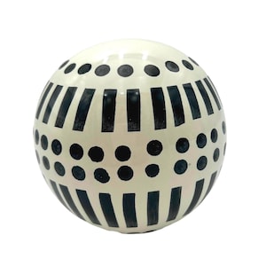 Vintage Memphis Style Ceramic Orb | Black and White Studio Pottery