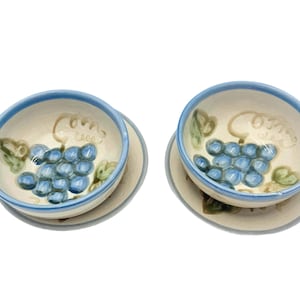 john b. taylor studio pottery grape bowl & plate set | louisville stoneware | hand-painted vintage kentucky pottery | circa 1970s