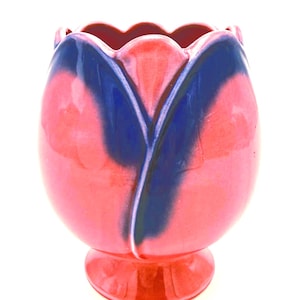 Vintage Hull Pottery Tulip Vase, Pink Blue Art Pottery Vase, Mid Century Ceramic Vase, Hull Pottery Planter, Floral Vase, Cottage Decor