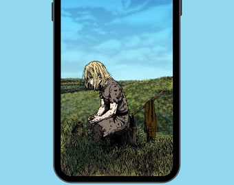 Vinland Saga iPhone Wallpaper, Anime Minimalistic Phone Wallpaper, Thorfinn Phone Wallpaper