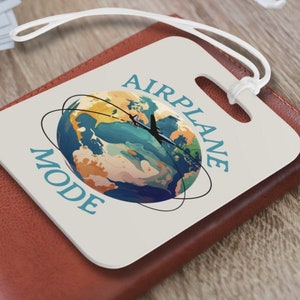 Personalized Luggage Tag for Travel Lovers and Airline Crew ID, Airplane Mode Custom Baggage Name Tag, Unique Pilot/Flight Attendant Gift