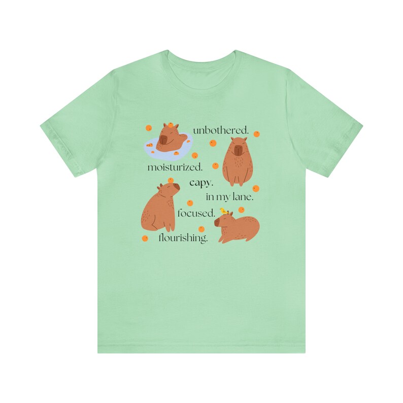 Capybara T Shirt - Funny Unbothered Design Tee - Soft Airlume Cotton, Cozy Fall Style, Casual Comfortable Fit image 7