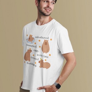 Capybara T Shirt - Funny Unbothered Design Tee - Soft Airlume Cotton, Cozy Fall Style, Casual Comfortable Fit image 3