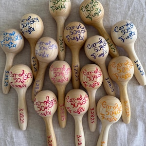 Personalised Maracas Rattles | Hand Lettered Wedding Favours | Custom ...