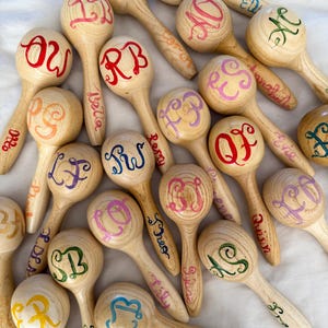 Personalised Maracas Rattles | Hand Lettered Wedding Favours | Custom ...