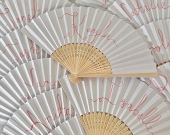 Personalised Paper Fans with Hand Lettering