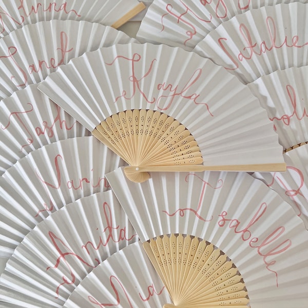 Personalised Paper Fans with Hand Lettering