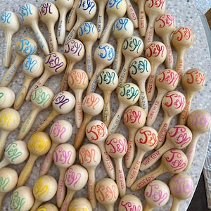 Personalised Maracas Rattles | Hand Lettered Wedding Favours | Custom ...