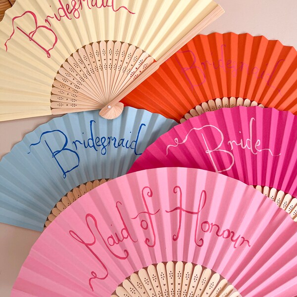 Personalised Paper Fans with Hand Lettering