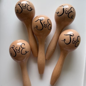 Personalised Maracas Rattles | Hand Lettered Wedding Favours | Custom ...