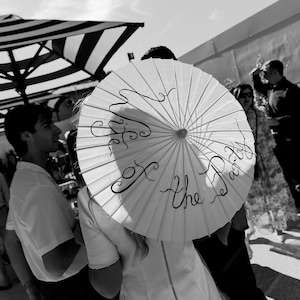 Personalised Paper Parasols | Hand Lettered Wedding Parasols | Custom Favours | Elegant Event Keepsakes