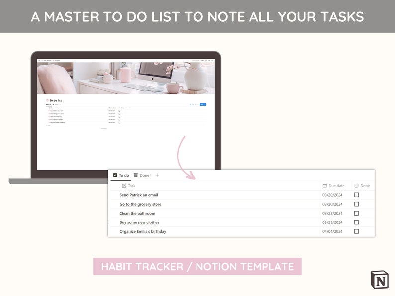 Pink Habit Tracker Notion Template – Daily Journal (digital) - Etsy