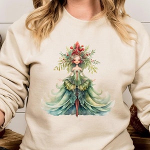 Faerycore Sweatshirt Yule Wiccan Clothes Fairy Winter Princess Pagan Witch Sweat Winter Solstice Yule Sweatshirt Christmas Gift Fairy Tee