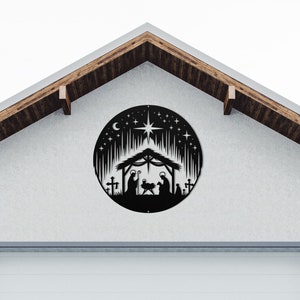 Metal Manger Scene Outdoor Home Decor Nativity Scene Christmas Gift Christian Wall Art Grandma Gift Religious Front Door Sign Xmas Ornament
