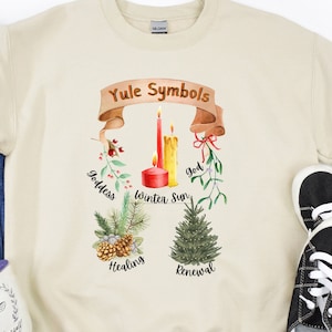 Yule Symbols Sweater Goddess & God Symbolism MidWinter Pagan Christmas Gift  Yuletide Top Solstice Jumper Wiccan Nature Shirt for Witches