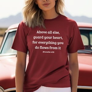 Guard your Heart Shirt Proverbs 4:23 Christian Unisex Comfort Colors Top Gift Bible Verse Aesthetic T-Shirt Christianity Jesus Lover Tee+Mug