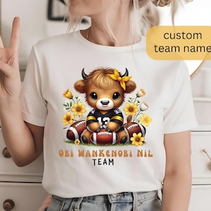 Custom Football Season Highland Cow Sweatshirt Cute Hairy Cow Gift Team Cow Lover Shirt Football Apparel Highlander Graphic Tee Cow Sweater