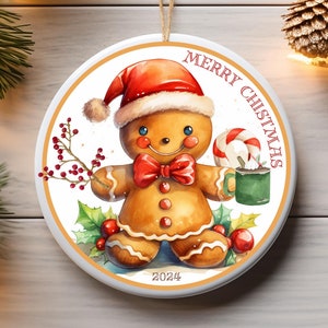 Gingerbread Man Christmas Ornament Christmas Tree Decoration Watercolor Cookie Gift Ceramic Children&#39;s Gift Christmas Gingerbread 4 Styles