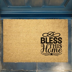 Outdoor Door Mat Chic Welcome Mat Entry Door Decor Home Blessing Housewarming Gift for Friends Couple Love Laughter Home Mat Bless our Home