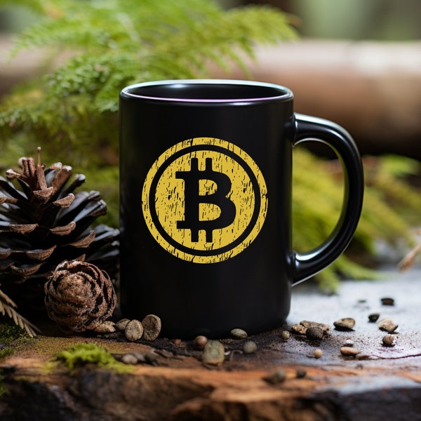 Bitcoin Coffee Mug Gift Set Coffee Cup and Distressed Cap Unisex Bitcoin Logo Trader Gift Cryptocurrency Mug + Hat Bundle Crypto Boyfriend