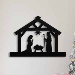 Seasonal Metal Decoration Christmas Manger Scene Baby Jesus Nativity Set Yard Stake Large Christian Home Decor Holiday Decoration