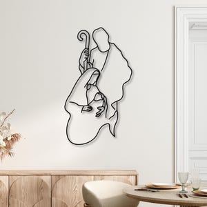 Modern Nativity Set Metal Wall Art Minimalist Steel Line Art Christmas Decor Holy Family Silhouette Sign Baby Jesus Outdoor Manger Scene