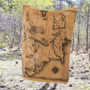 Mittelerde Karte Samtdecke LOTR Landkarte Plüschdecke Vintage Karte von Mittelerde Herr der Ringe Fan Geschenk Lotte Art weicher Shire werfen