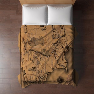 Tolkien Inspiriert Decke Mittelerde Karte Sherpa Fleece Werfen Herr der Ringe Schlafzimmer Dekor LOTR Film Fan Ideales Geschenk Perfekt für Leser