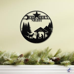 Outdoor Nativity Scene Metal Wall Christmas Wall Sign Steel Nativity Winter Holiday Sign Christian Wall Art Religious Gift Mom Manger Scene