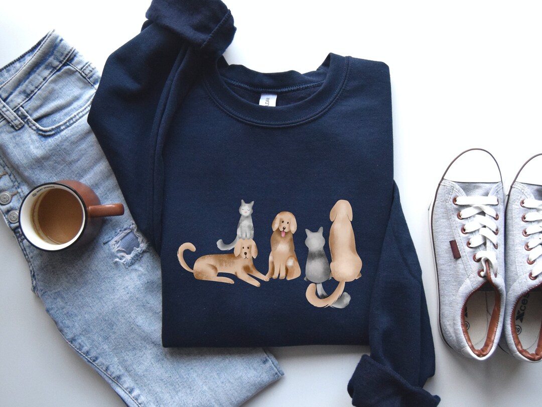 Cats and Dogs Sweater Funny Cat Love Shirt Valentines Gift Cute Cat ...