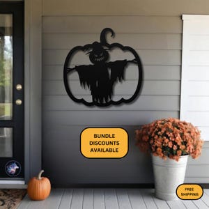 Scarecrow Metal Wall Art Pumpkin Fall Home Decoration Samhain Yard Art Halloween Black Cat Decor Bat House Decorations Pumpkin Die-cut Sign