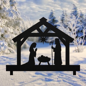 Outdoor Nativity Set Stake Metal Die-cut Laser Nativity Scene Heirloom Nativity Gift for Christian Family Manger Gift Christmas Decoration