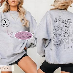 Kundenspezifisches Herr der Ringe Sweatshirt Mittelerde Karte LotR Monogramm Shire Gefährten Herr der Ringe Merch Tolkien Geschenke Hobbitcore Pullover