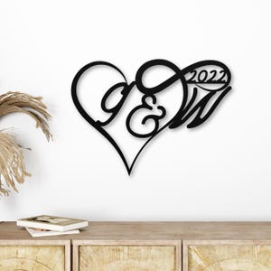 Custom Couple Initials Sign Heart Infinity Symbol Metal Love Sign Unique Personalized Husband Name Sign Valentines Wife Gift Quirky Font