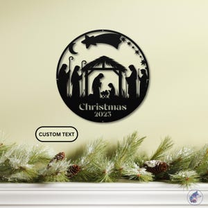 Nativity Metal Sign Custom Christmas Holiday Sign Outdoor Steel Manger Scene Christian Family Gift Xmas Wall Art Faith Wall Sign Home Decor