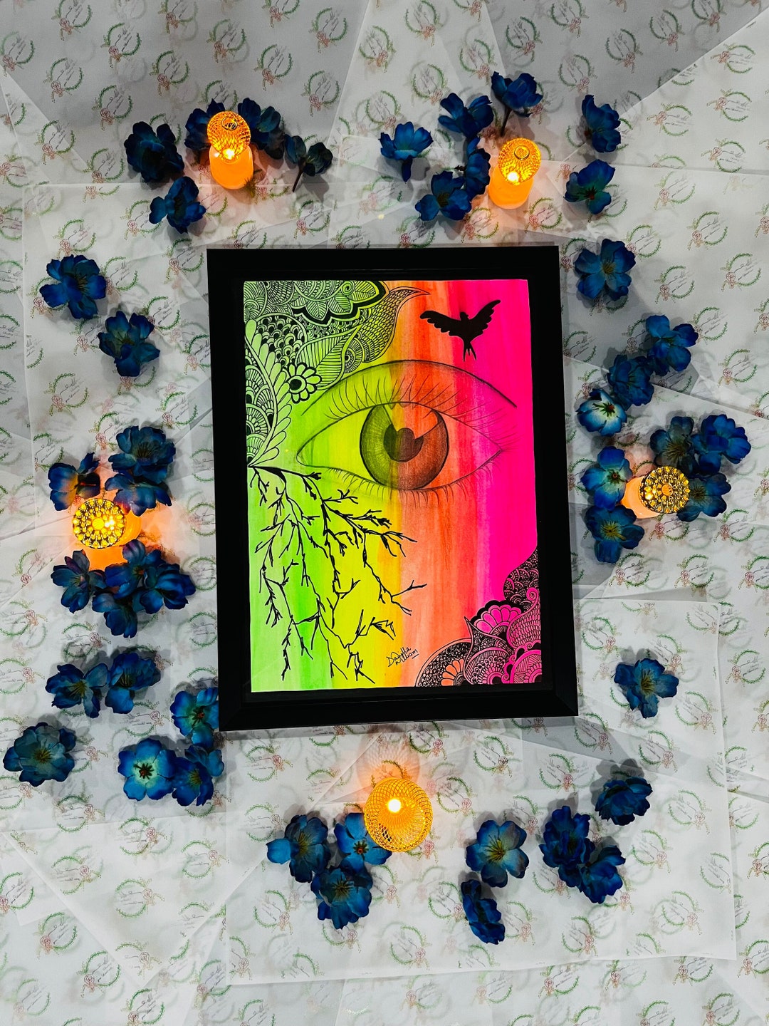 Abstract Art Neon Art Wall Decor Wall Painting Painting Etsy