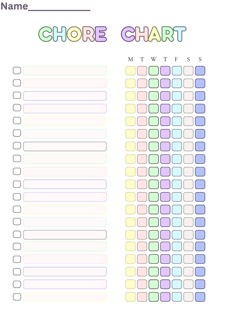 Kid's Chore and Behavior Chart Digital, Digital File PDF, Printable ...
