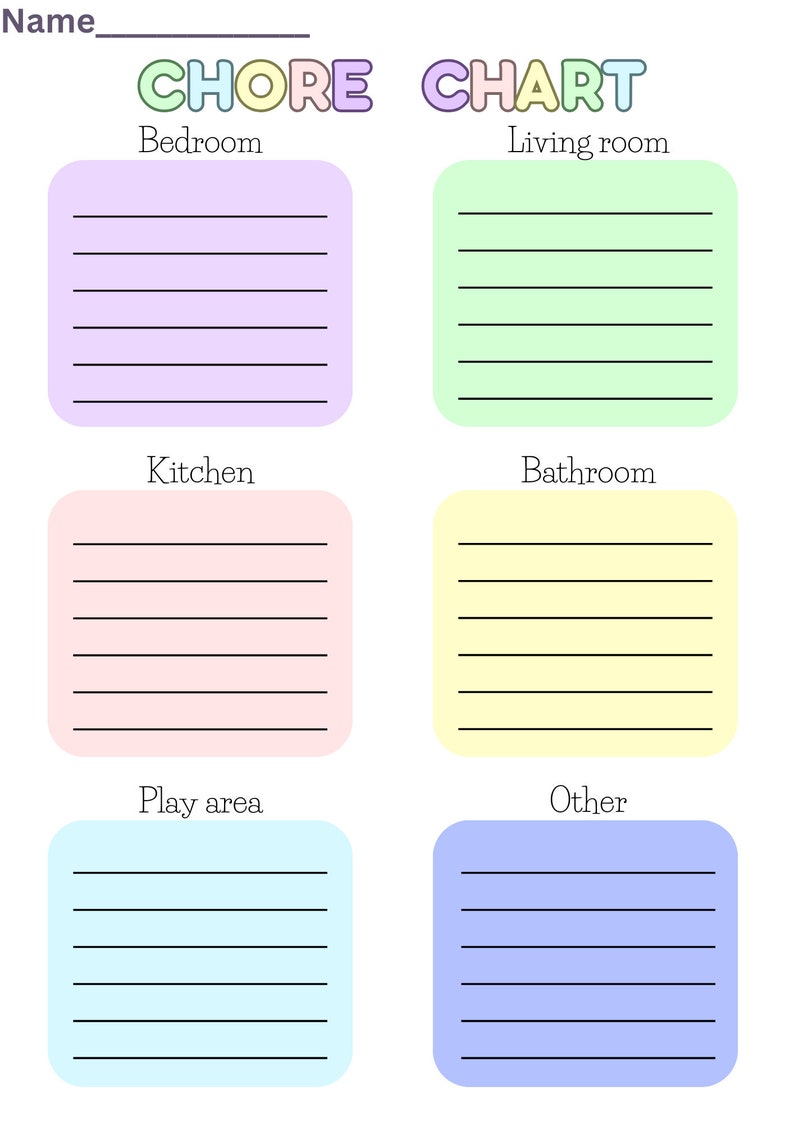 Kid s chore and behavior chart digital digital file pdf printable