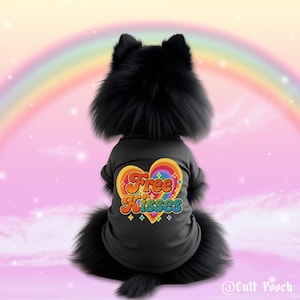 Free Kisses Pride Dog Shirt – LGBTQ+ Pet Apparel, Pride Outfit for Dogs, Equality Dog Outfit – Gay Pride Dog Apparel