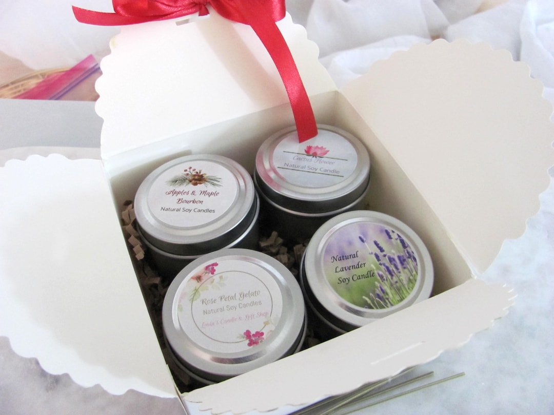 Mini Candle Gift Set Sampler Set of 4 Natural Soy Candle Tins Etsy