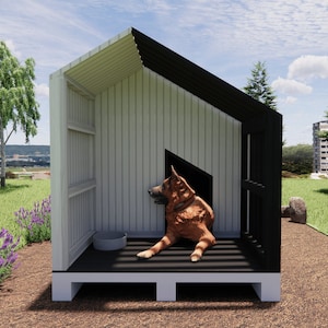 Dog House Plans PDF, Step-by-Step DIY Build Guide, 3D Architectural Rendering, Realistic Visualization Rendering, Craftsman Design