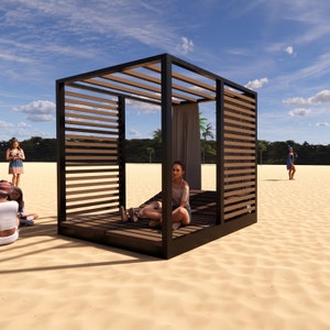 Beach Pergola Plans PDF, Step-by-Step DIY Build Guide, 3D Architectural Rendering, Realistic Visualization Rendering, Craftsman Design
