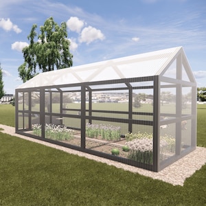 Kasplan DIY, grote kasplannen 20x10, buitenkas DIY-bouwplan, kasbouwplan achtertuin kasblauwdruk