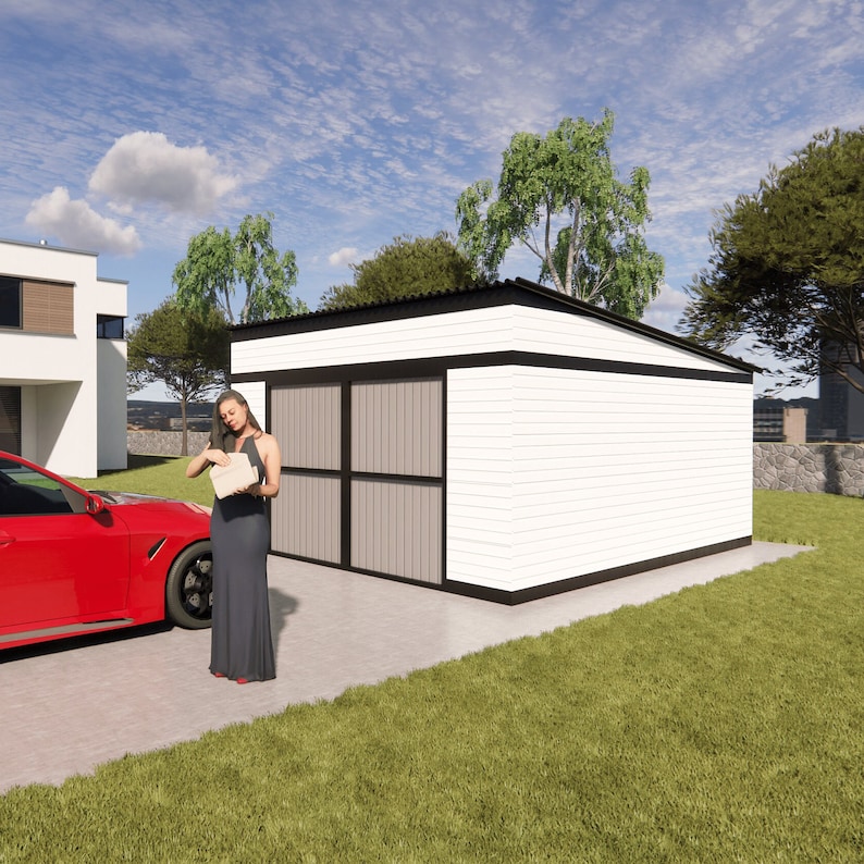 Single Car Garage Plan, Farmhouse Garage Building Plan, DIY Garage Plan ...